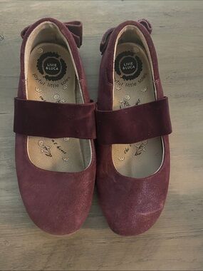 Livie & Luca Girls' Wine Burgundy Mary Jane Flats
